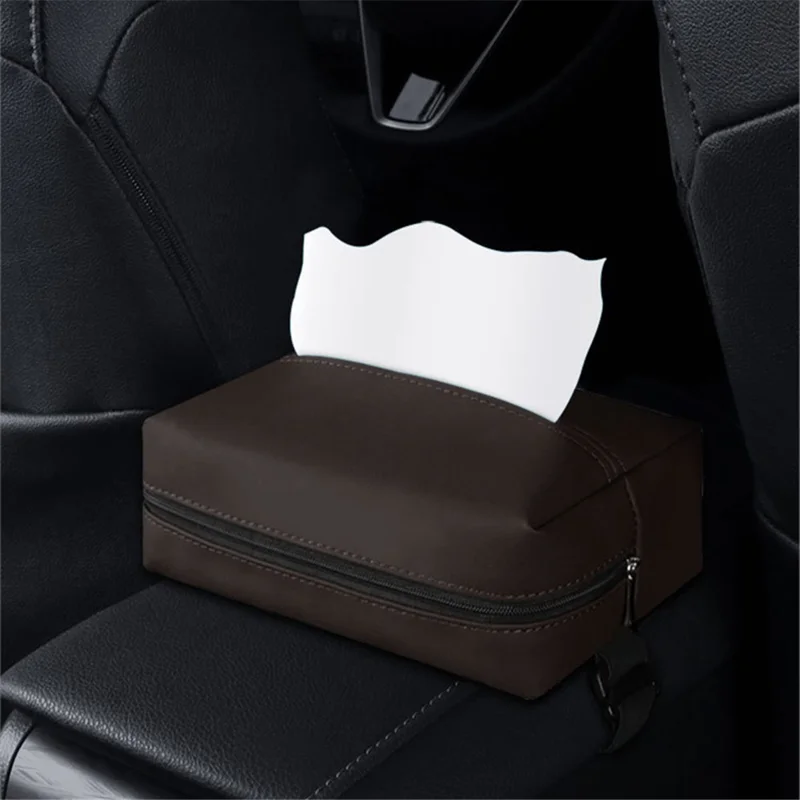 Napa Leather Car Tissue Box Holder Back Seat Headrest Hanging Tissue Box - Black