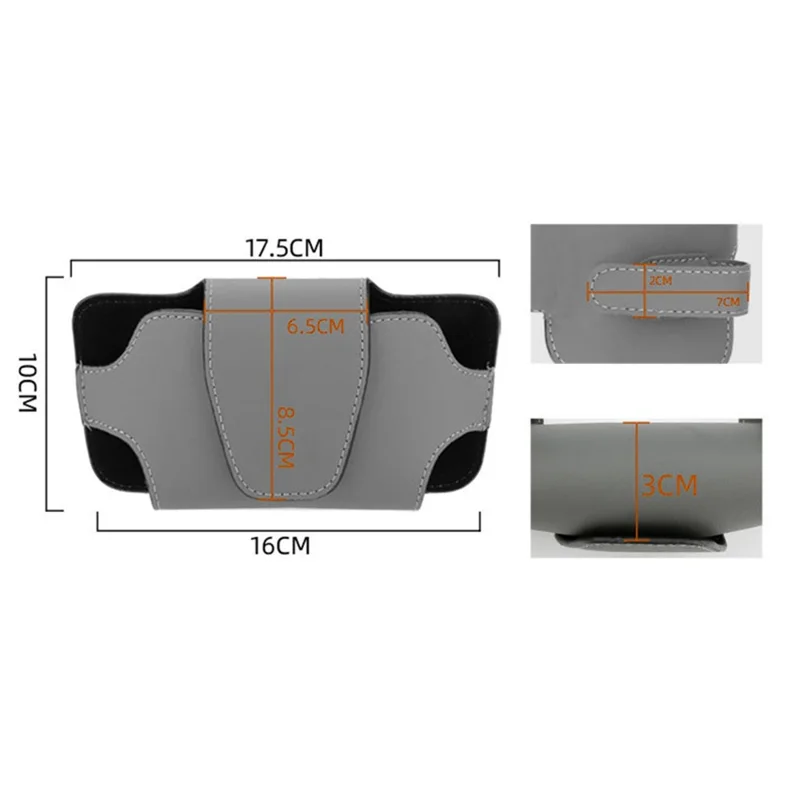 Nappa Texture PU Leather Car Glasses Storage Case Sun Visor Clip Sunglasses Holder - Black