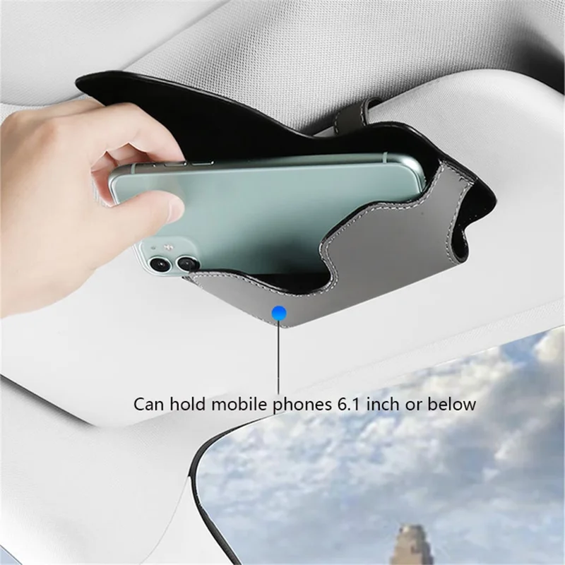 Nappa Texture PU Leather Car Glasses Storage Case Sun Visor Clip Sunglasses Holder - Green