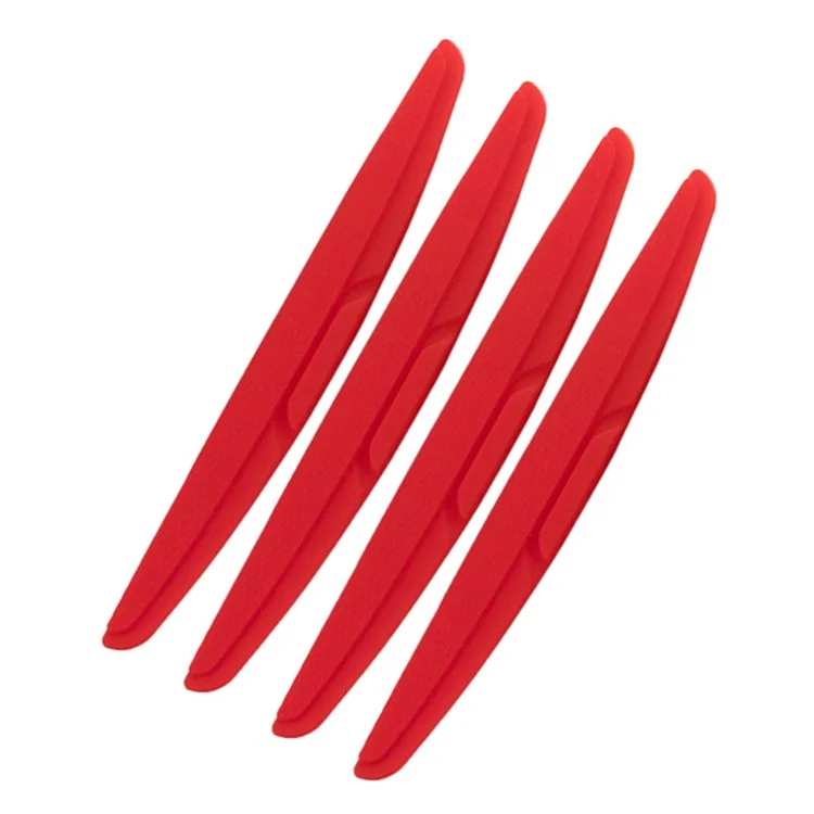 SHAN SHI 7755# 4Pcs Bandes de protection anti-collision pour portière de voiture et de camion en silicone - Rouge