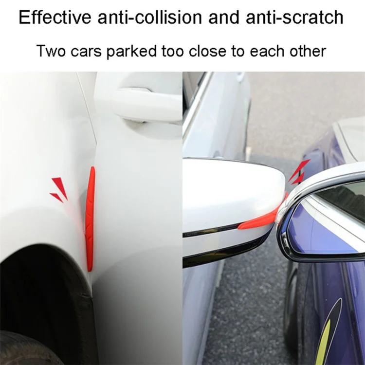 SHAN SHI 7755# 4Pcs Bandes de protection anti-collision pour portière de voiture et de camion en silicone - Rouge