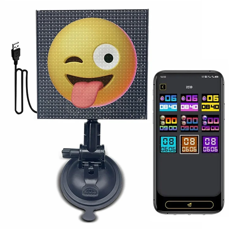 HCZ-01 Schermo di visualizzazione immagini LED per auto Scheda di messaggi per finestrino posteriore con controllo Bluetooth app 