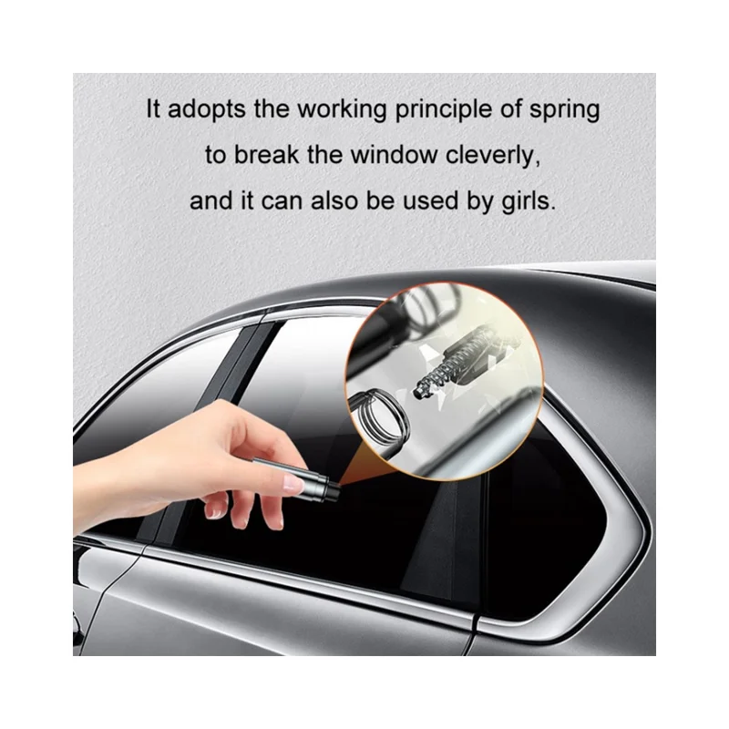 Car Safety Hammer Window Glass Breaker and Seat Belt Cutter Emergency Escape Tool - Black