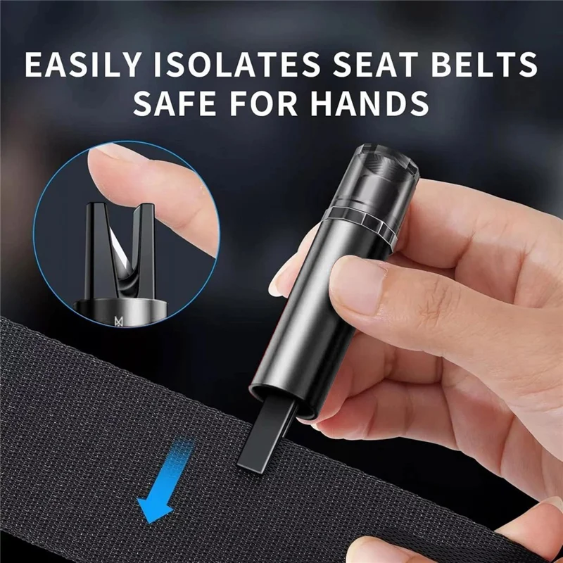 Car Safety Hammer Window Glass Breaker and Seat Belt Cutter Emergency Escape Tool - Black