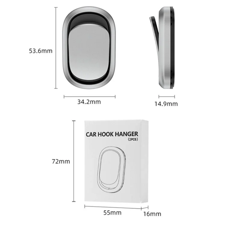 2PCS Car Mini Hook Adhesive Metal Hanger for Key, Purse, Headphone, Charging Cable