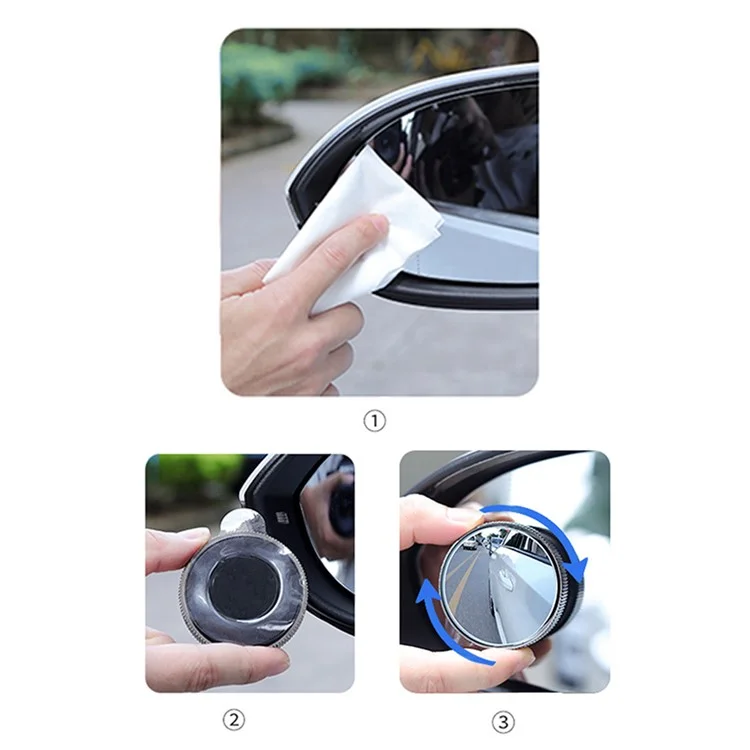 2 Pièces Rétroviseurs Angle Morts Rotatifs Rétroviseur Automobile Latéral Angle Mort Imperméable HD Verre Arrière - Antirouille