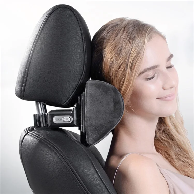 Position Adjustable Car Seat Neck Support Pillow Memory Foam Headrest Cushion - Black