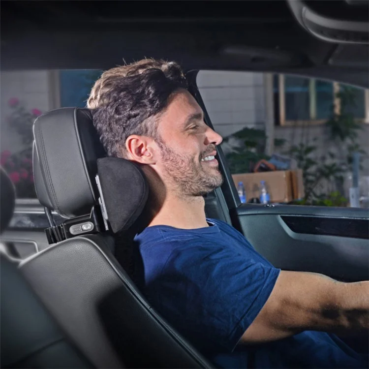 Position Adjustable Car Seat Neck Support Pillow Memory Foam Headrest Cushion - Black