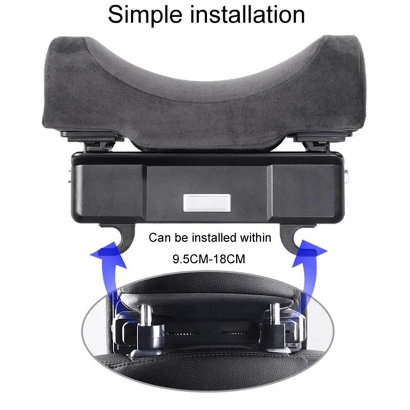 Position Adjustable Car Seat Neck Support Pillow Memory Foam Headrest Cushion - Black