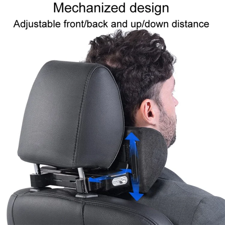 Position Adjustable Car Seat Neck Support Pillow Memory Foam Headrest Cushion - Black