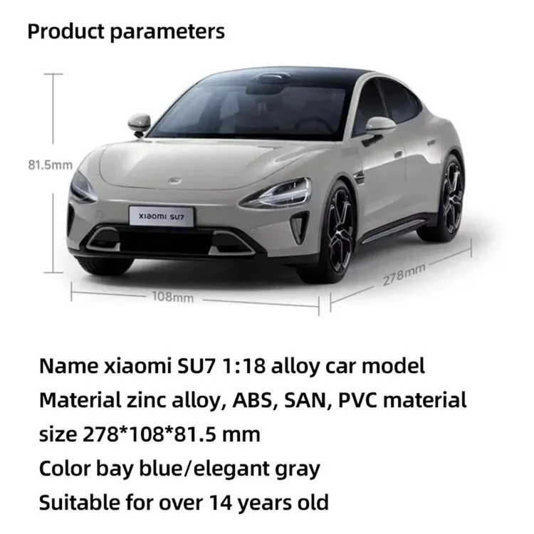 XIAOMI SU7 High-end 1 / 18 Realistic Car Model Luxury Alloy Vehicle Model Collection Toy - Blue