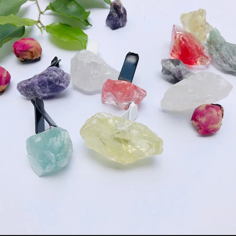 Crystal Stone Car Air Vent Clips Car Decoration Ornament for Women Car Interior Accessory - Blue Phosphorus Grey