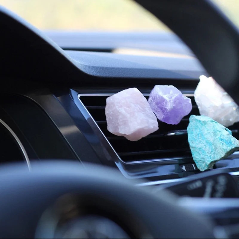 Crystal Stone Car Air Vent Clips Car Decoration Ornament for Women Car Interior Accessory - Blue Phosphorus Grey