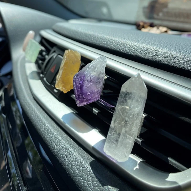 Crystal Stone Car Air Vent Clips Car Decoration Ornament for Women Car Interior Accessory - Blue Phosphorus Grey