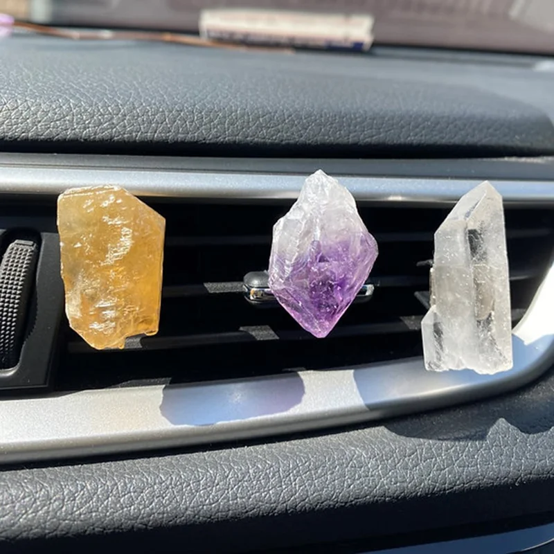 Crystal Stone Car Air Vent Clips Car Decoration Ornament for Women Car Interior Accessory - Blue Phosphorus Grey