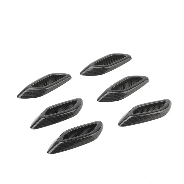 LKT032 6Pcs / Set Car Decoration Air Flow Vent Sticker Universal DIY Decorative Outlet Flow Vent Protection Sticker Decor - Carbon Fiber Texture