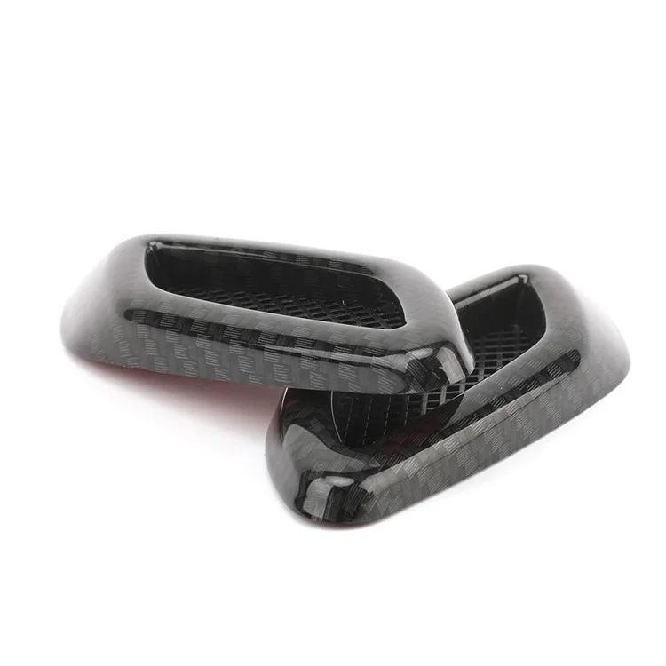 LKT032 6Pcs / Set Car Decoration Air Flow Vent Sticker Universal DIY Decorative Outlet Flow Vent Protection Sticker Decor - Carbon Fiber Texture
