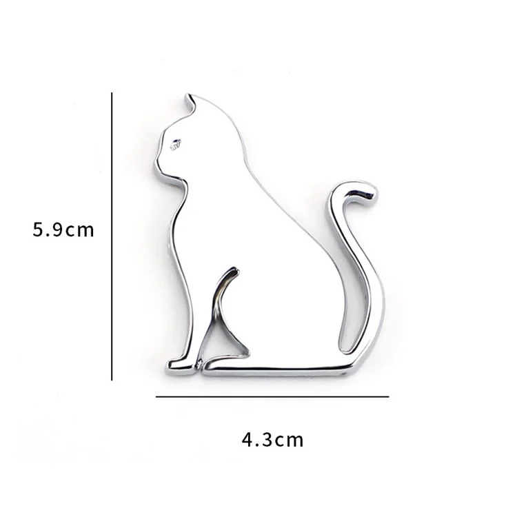 Zinklegierung 3D-Katzen-Aufkleber Auto-Dekor selbstklebend SUV Auto Dekoration Auto Stoßstange Dekor zum Abdecken der Kratzer - Silber