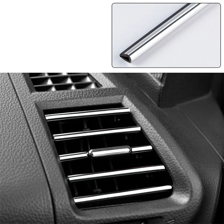 10Pcs Car Air Outlet Decorative Strips Vehicle Trim Air Vent Flexible PVC Decor Strips - Electroplating Silver