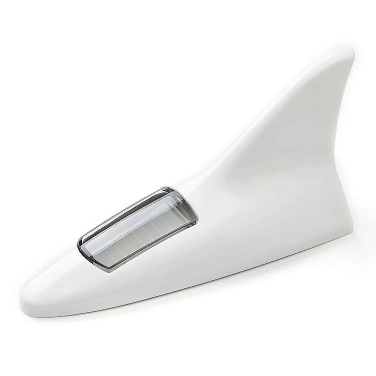 045 Solar-Powered Shark Fin Car Roof Tail Wing 8 LED Flashing Lights Modified Car Light - White