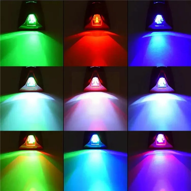 045 Solar-Powered Shark Fin Car Roof Tail Wing 8 LED Flashing Lights Modified Car Light - White