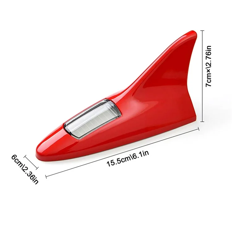 045 Solar-Powered Shark Fin Car Roof Tail Wing 8 LED Flashing Lights Modified Car Light - White
