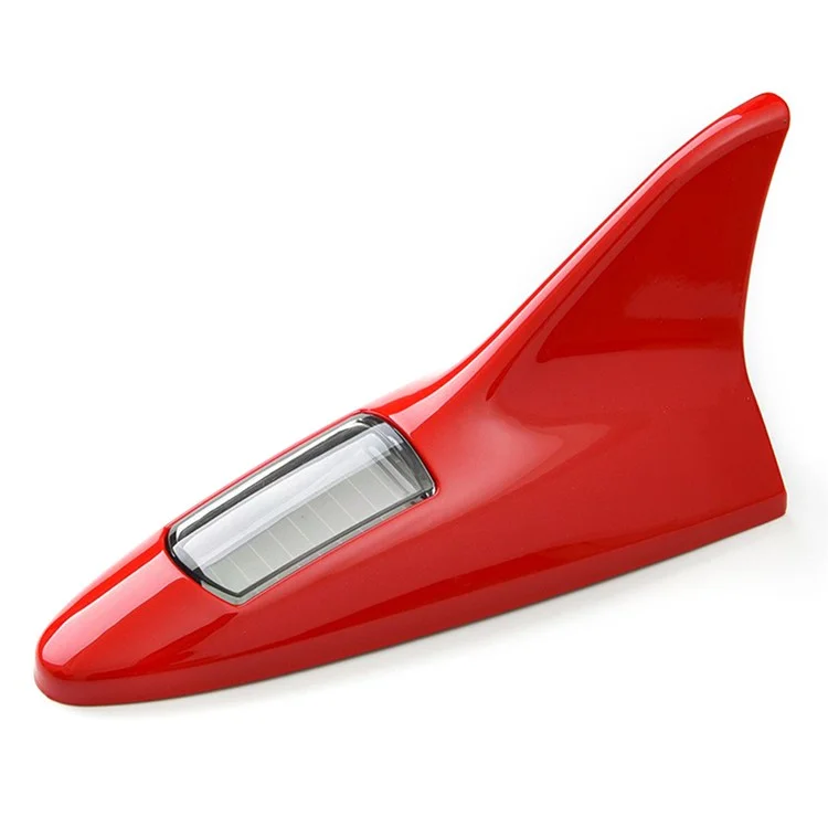 045 Solar-Powered Shark Fin Car Roof Tail Wing 8 LED Flashing Lights Modified Car Light - Red