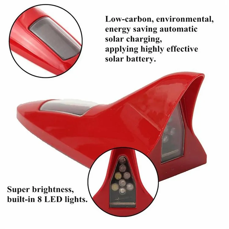 0045 Солнечные Акулы Автомобиль Крыша Крыши Крыши 8 Светодиодные Светильники Модифицированные Автомобильные Светильники - Красный