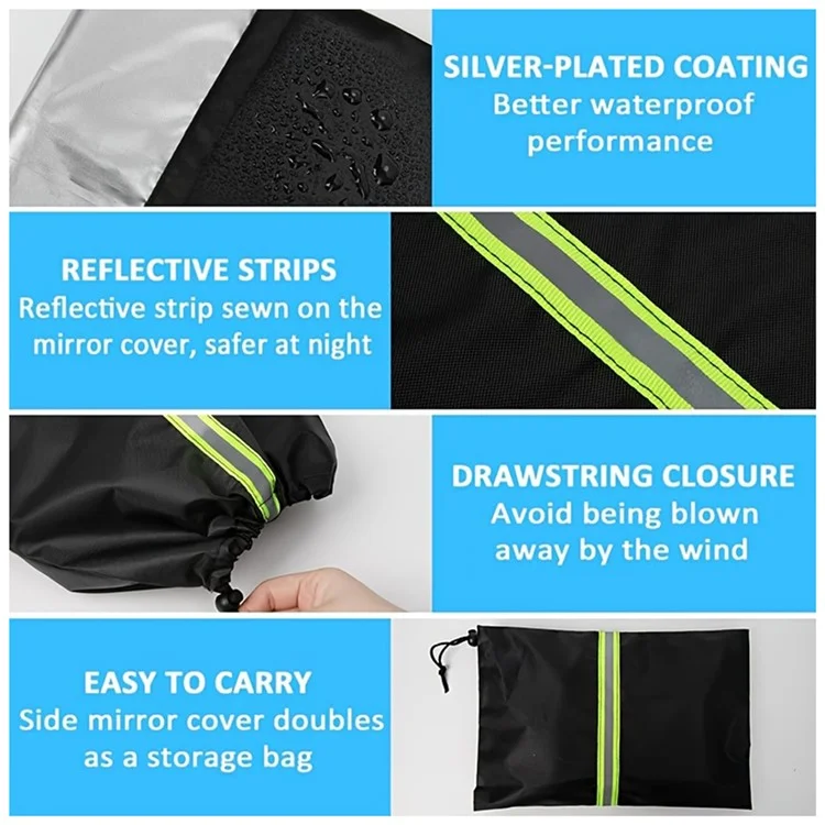 1 Par 600D Oxford Tands Retview View Mirror Cover Vegetada a Prueba de Nieve a Prueba de Nieve
