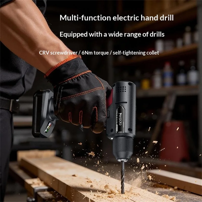YESIDO EC36 Electric Screwdriver Set 3000mAh 8Nm Torque 400RPM Cordless Drill Kit with LED - Black