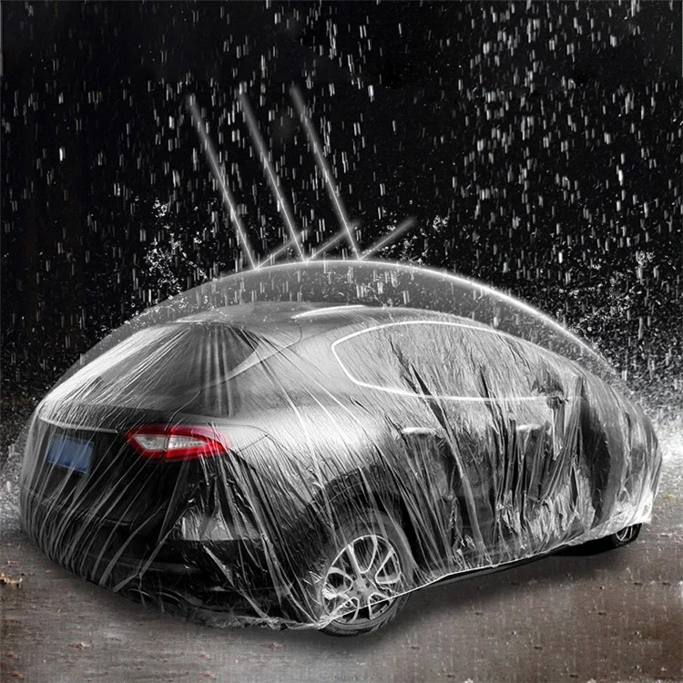 BY-004 Disposable PE Car Cover Universal Rain Dust Garage Cover with Elastic Band (Basic Version), Size: M