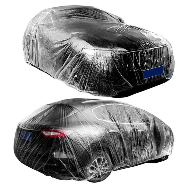 BY-004 Housse de Voiture Jetable Anti-Poussière et Imperméable en PE, avec Bande Élastique (Version Améliorée), Taille : L