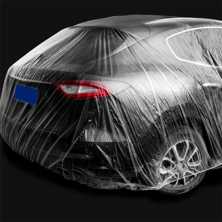 BY-004 Housse de Voiture Jetable Anti-Poussière et Imperméable en PE, avec Bande Élastique (Version Améliorée), Taille : L