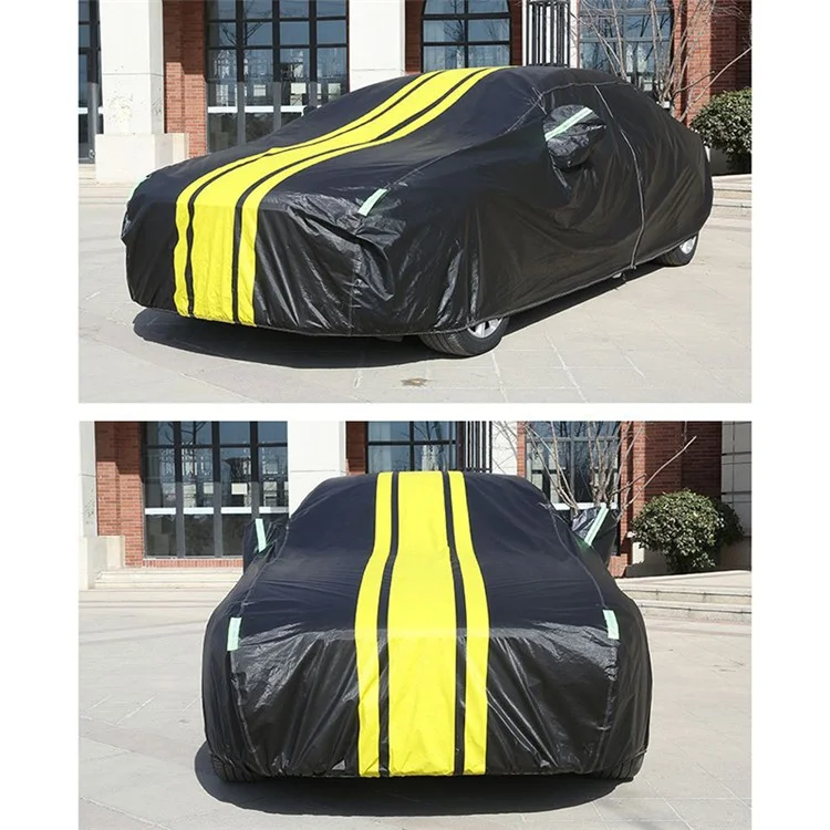 Copertura per Auto da Esterno Progettata per lo Splicing, Protezione da Sole, Acqua e Polvere, a Prova di Neve, in Pellicola di Alluminio - Nero+Giallo / 2XL