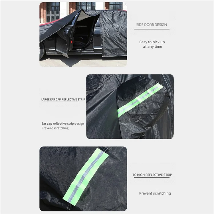 Copertura per Auto da Esterno Progettata per lo Splicing, Protezione da Sole, Acqua e Polvere, a Prova di Neve, in Pellicola di Alluminio - Nero+Giallo / 2XL