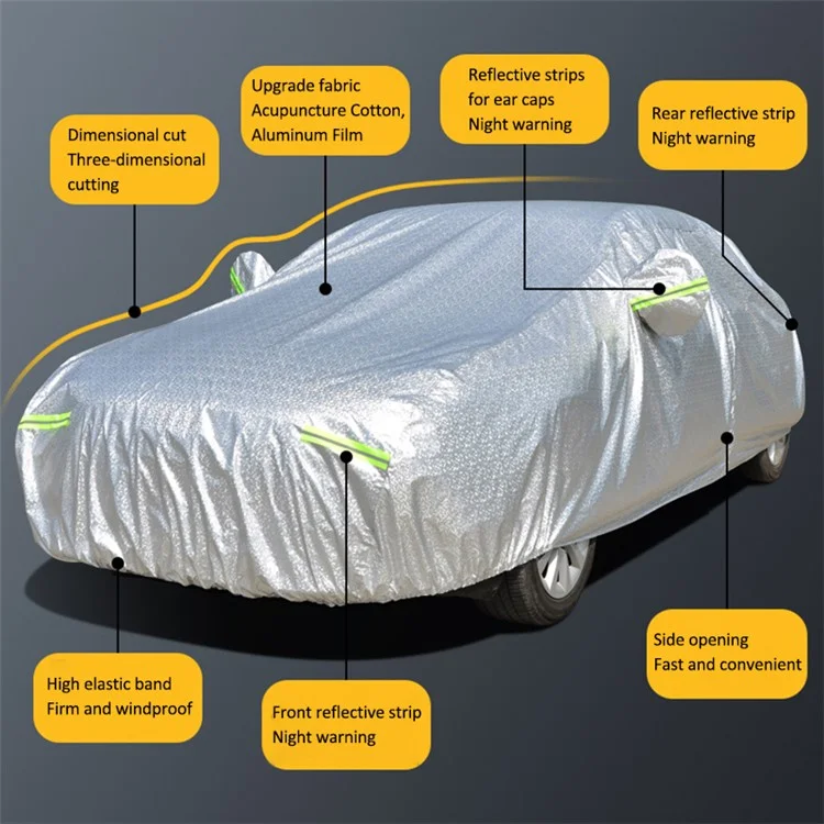 Car Cover Waterproof All Weather Rain Sun UV Protection Aluminum Foil Cover with Reflective Strips / Storage Bag - YL