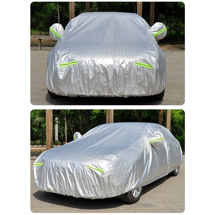 Car Cover Waterproof All Weather Rain Sun UV Protection Aluminum Foil Cover with Reflective Strips / Storage Bag - YL