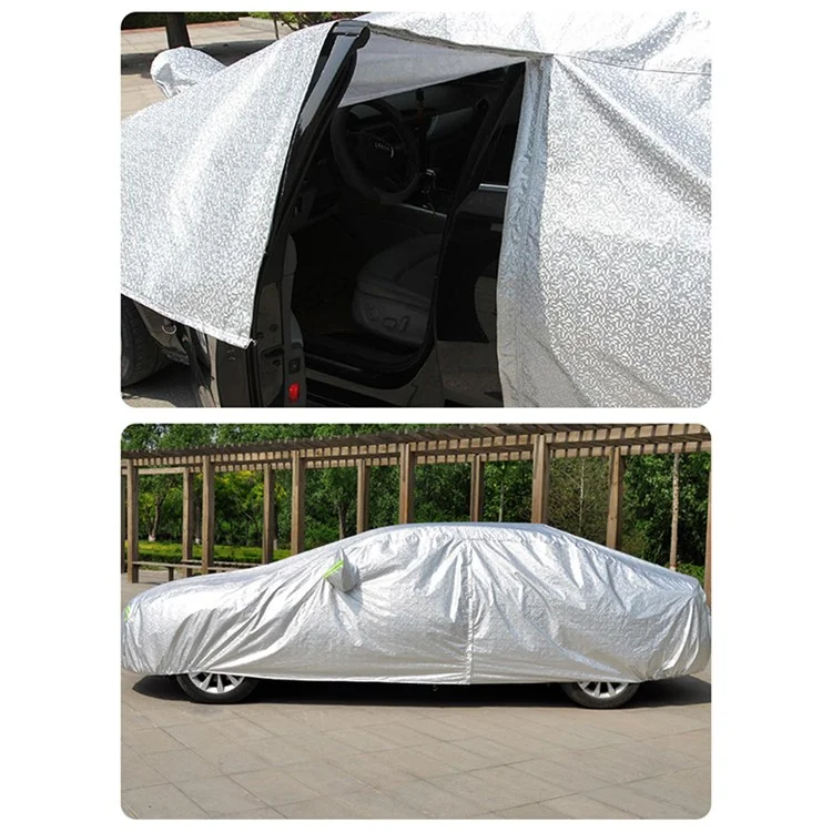 Car Cover Waterproof All Weather Rain Sun UV Protection Aluminum Foil Cover with Reflective Strips / Storage Bag - YL