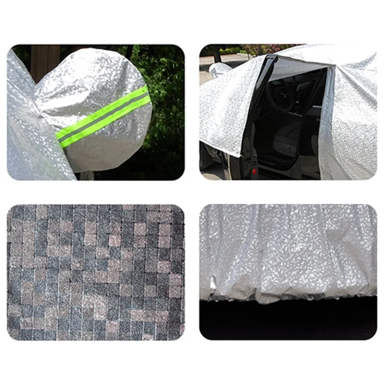 Car Cover Waterproof All Weather Rain Sun UV Protection Aluminum Foil Cover with Reflective Strips / Storage Bag - YL