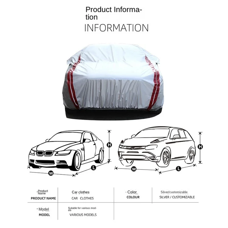 Oxford Cloth Car Cover All Weather Rain Snow UV Sun Hail Protector with Storage Bag - YL