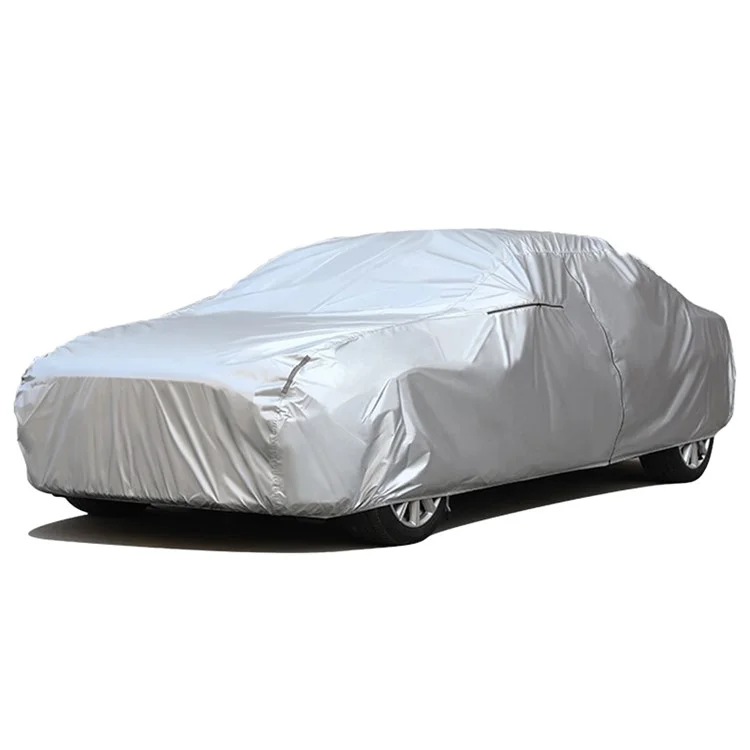 Full Car Cover Outdoor Waterproof All Weather Aluminum Foil Car Cover with Storage Bag - Silver / 2XL