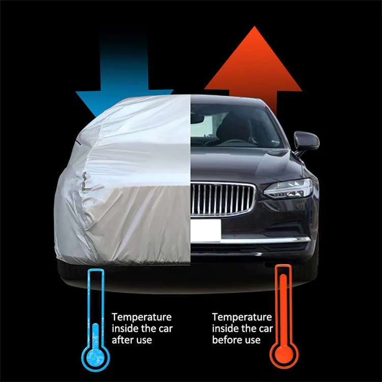 Full Car Cover Outdoor Waterproof All Weather Aluminum Foil Car Cover with Storage Bag - Silver / 2XL