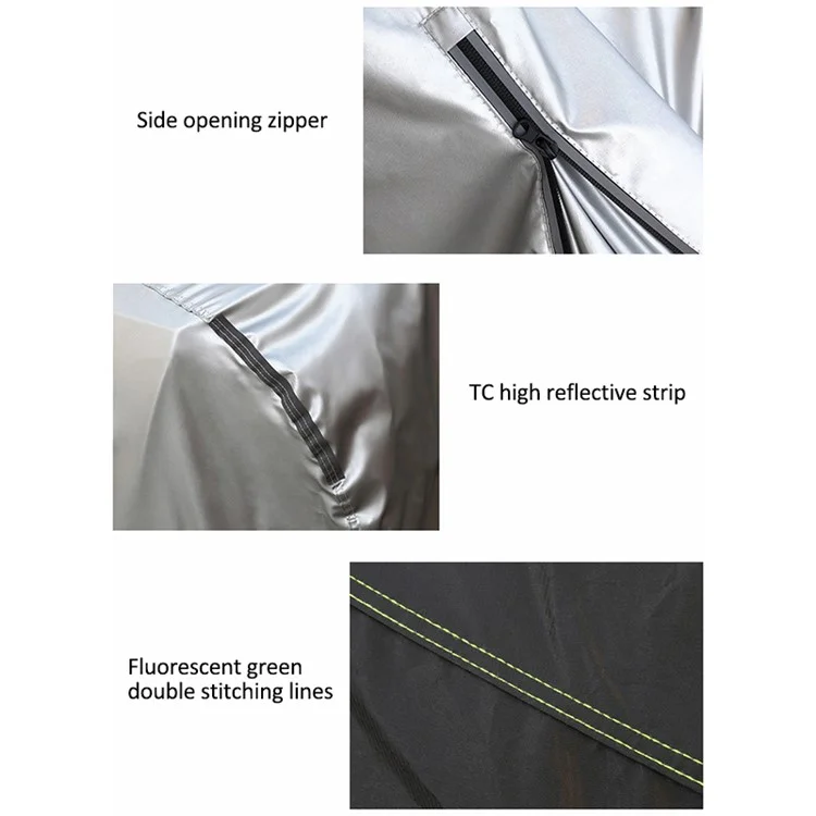 Full Car Cover Outdoor Waterproof All Weather Aluminum Foil Car Cover with Storage Bag - Silver / 2XL