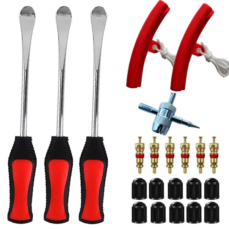22 piezas / Juego de herramientas de palanca de neumáticos para coche, motocicleta, bicicleta, desmontaje de llanta y kit de reparación