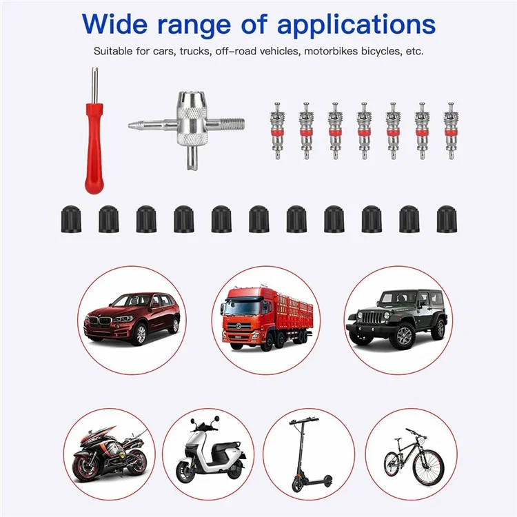 22 piezas / Juego de herramientas de palanca de neumáticos para coche, motocicleta, bicicleta, desmontaje de llanta y kit de reparación