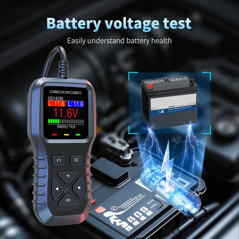K1 bil OBD2 diagnostic scanner med farverig LCD-skærm 36600 motorkode ryddet værktøj til aflæsning af realtidsdata - Sort