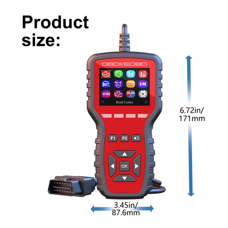 K2 OBD2 bil diagnostic scanner 40000+ koder farveskærm motor fejlkode reader clear tool - rød