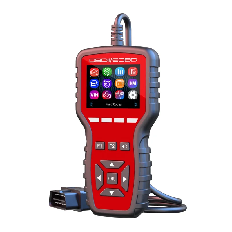 K2 OBD2 bil diagnostic scanner 40000+ koder farveskærm motor fejlkode reader clear tool - rød