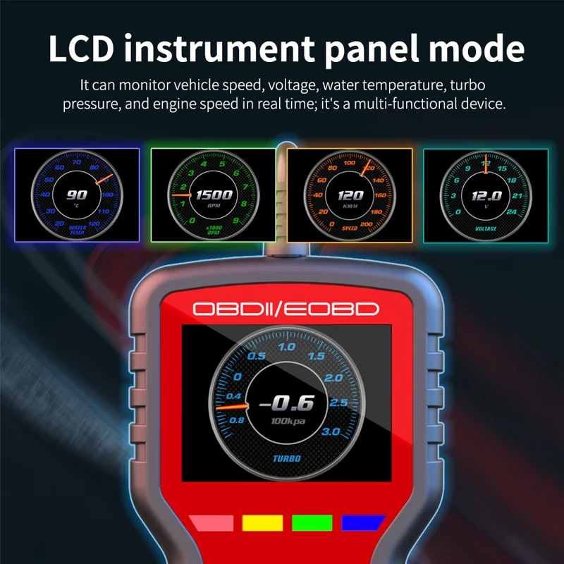 K2 OBD2 bil diagnostic scanner 40000+ koder farveskærm motor fejlkode reader clear tool - rød