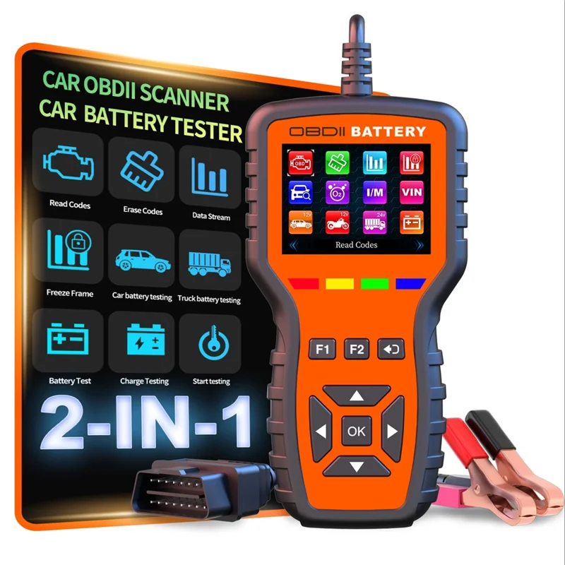 K2 Pro 2 в 1, сканер OBD2, тестер автомобильного аккумулятора, более 40000 кодов неисправностей, диагностический прибор для двигателя — оранжевый